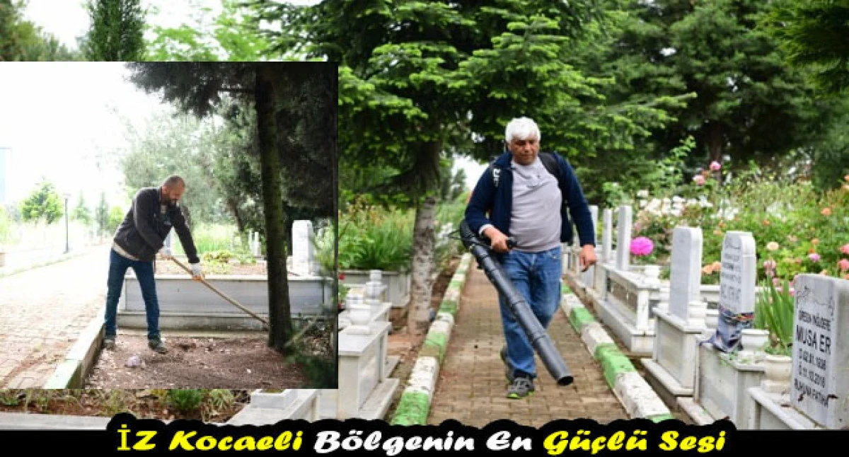 &Ccedil;ayırova mezarlıklarında bayram &ouml;ncesi bakım