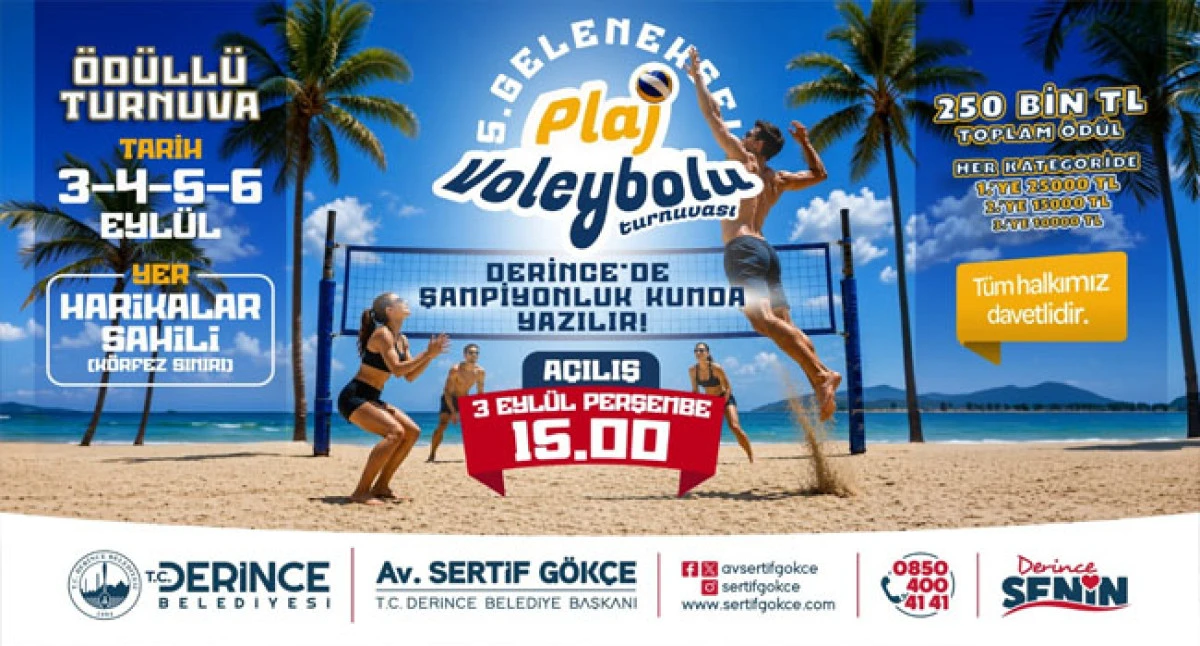 Derince&rsquo;de Plaj Voleybolu Heyecanı 3 Eyl&uuml;l&rsquo;de Başlıyor