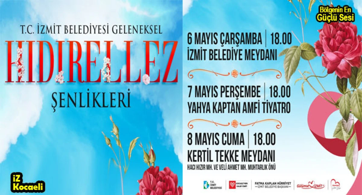 Hıdırellez İzmit&rsquo;te &uuml;&ccedil; g&uuml;nl&uuml;k ş&ouml;lene d&ouml;n&uuml;şecek